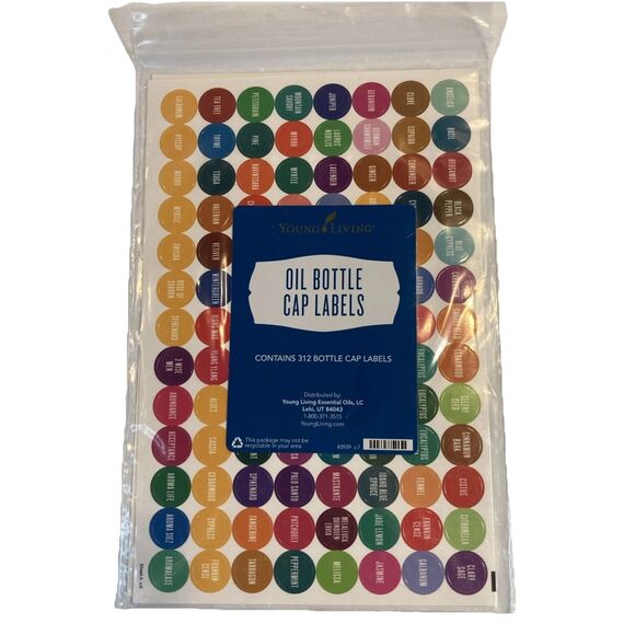 Young Living Label Stickers Bottle Cap Essential Oil 312 Cap Labels 3 Sheets NEW - Picture 1 of 3